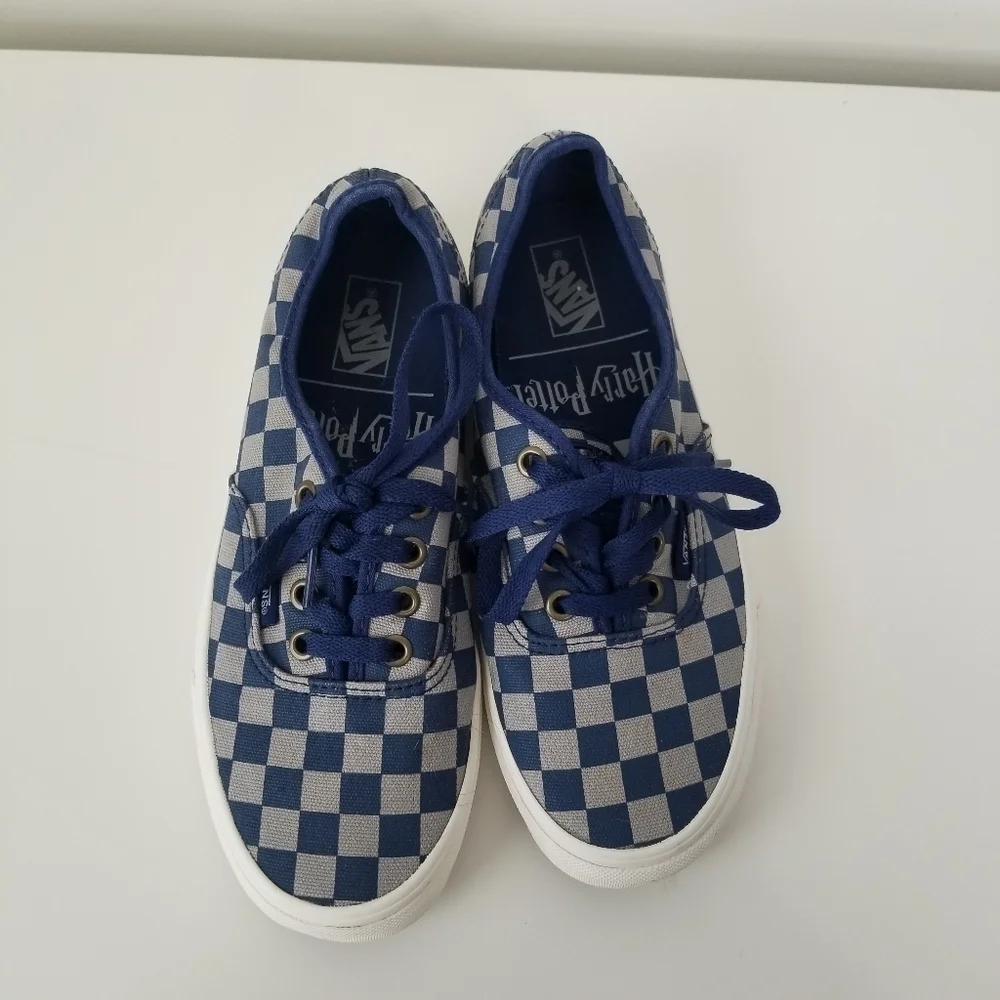 Vans X Harry Potter Collab Ravenclaw Blue Checkered Lace Up Sneakers Size 7